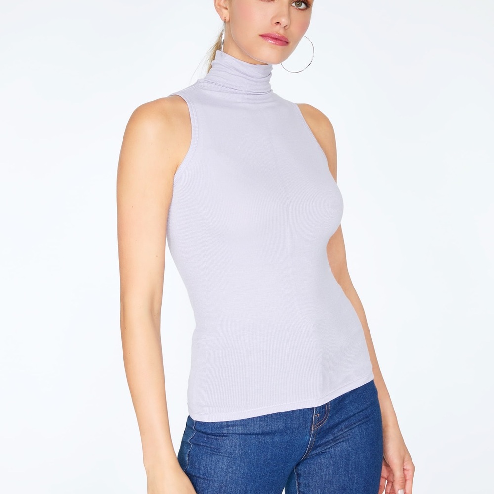 NWT Hey You Sleeveless Ribbed Lavender Turtleneck Top - Picture 4 of 5